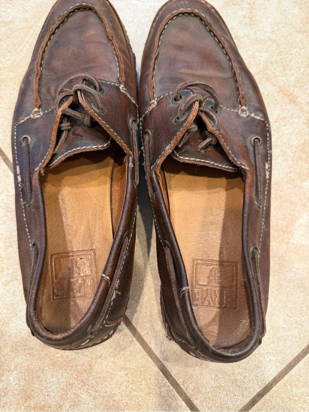 Frye Men's Dark Brown Leather Slip-On Moc Toe Boat Shoes